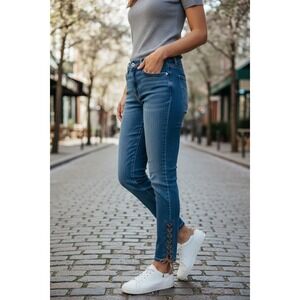 White House Black Market The Skimmer Jeans Women's Size 8 Blue Lace Up Skinny